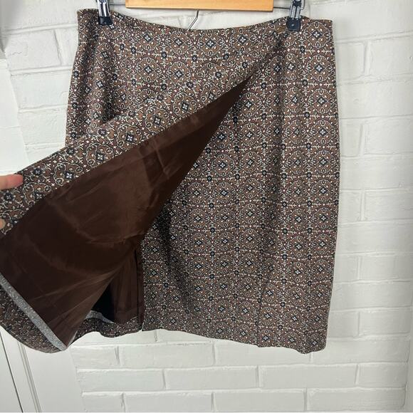Vintage Hunt Club Brown Patterned Wrap Skirt Size 16 - Picture 6 of 7